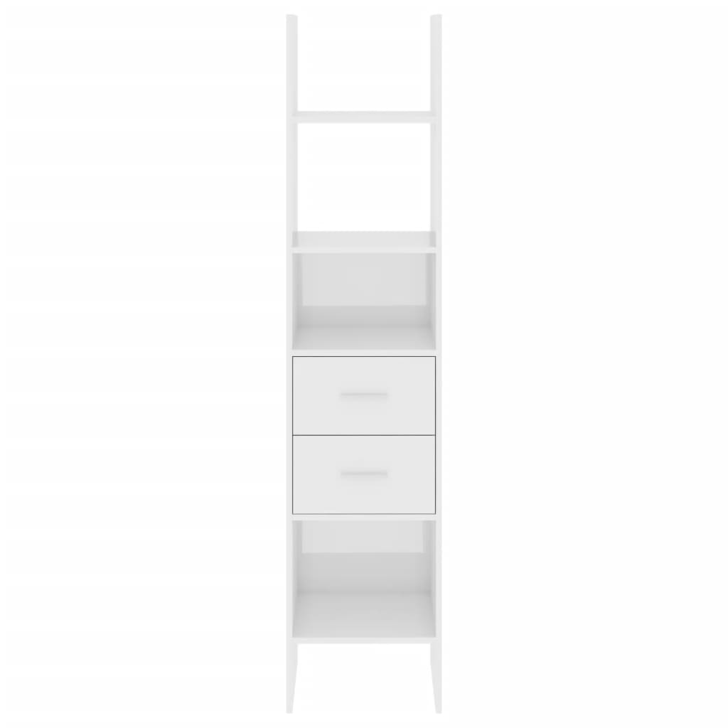 Βιβλιοθήκη Γυαλιστερό Λευκό 40 x 35 x 180 εκ. από Επεξ. Ξύλο 4