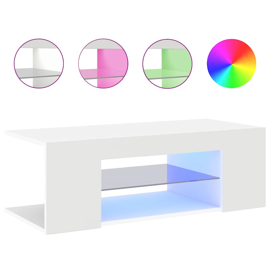 Έπιπλο Τηλεόρασης με LED Λευκό 90x39x30 εκ. 8