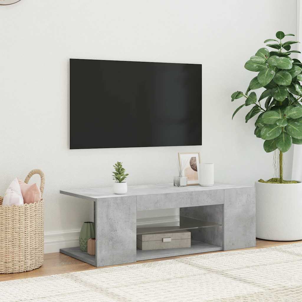Έπιπλο Τηλεόρασης με LED Γκρι Σκυροδέματος 90x39x30 εκ. 1