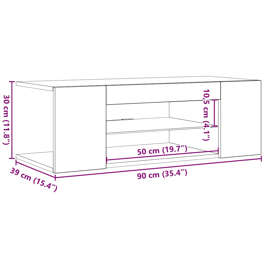 Έπιπλο Τηλεόρασης με LED Γυαλιστερό Λευκό 90x39x30 εκ. 11