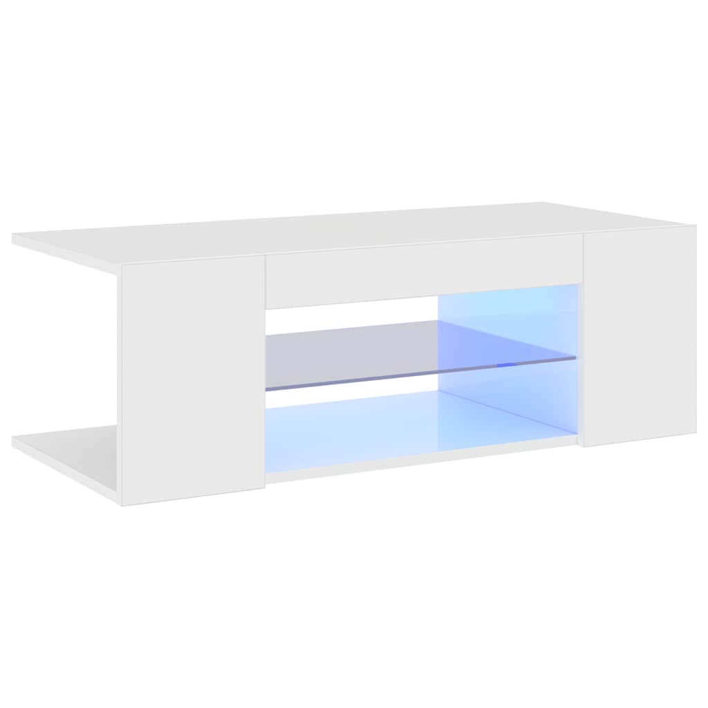 Έπιπλο Τηλεόρασης με LED Γυαλιστερό Λευκό 90x39x30 εκ. 4