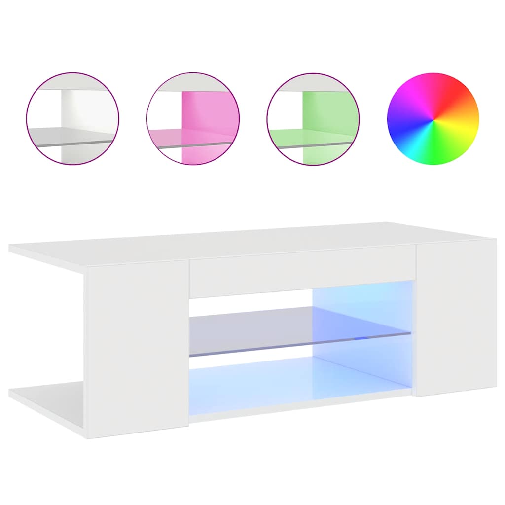 Έπιπλο Τηλεόρασης με LED Γυαλιστερό Λευκό 90x39x30 εκ. 8