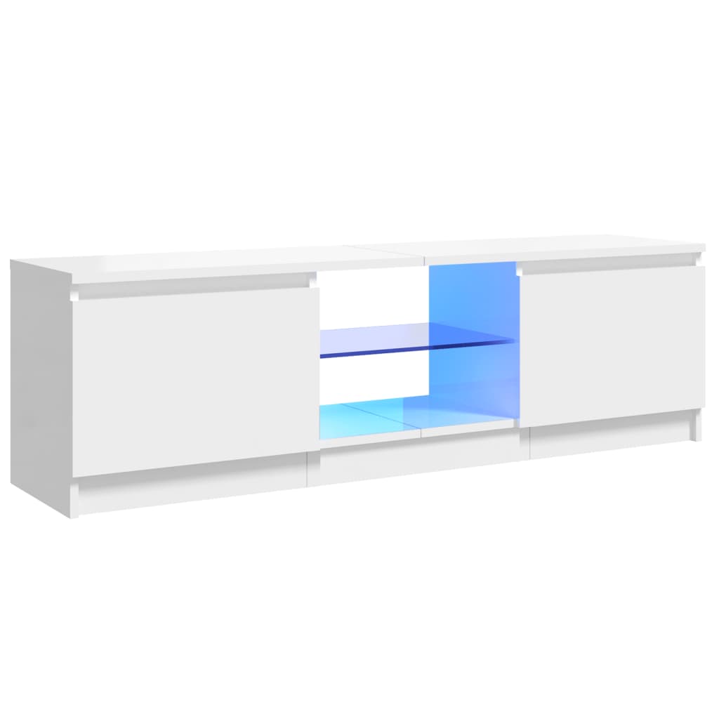 Έπιπλο Τηλεόρασης με LED Γυαλιστερό Λευκό 120 x 30 x 35,5 εκ. 2