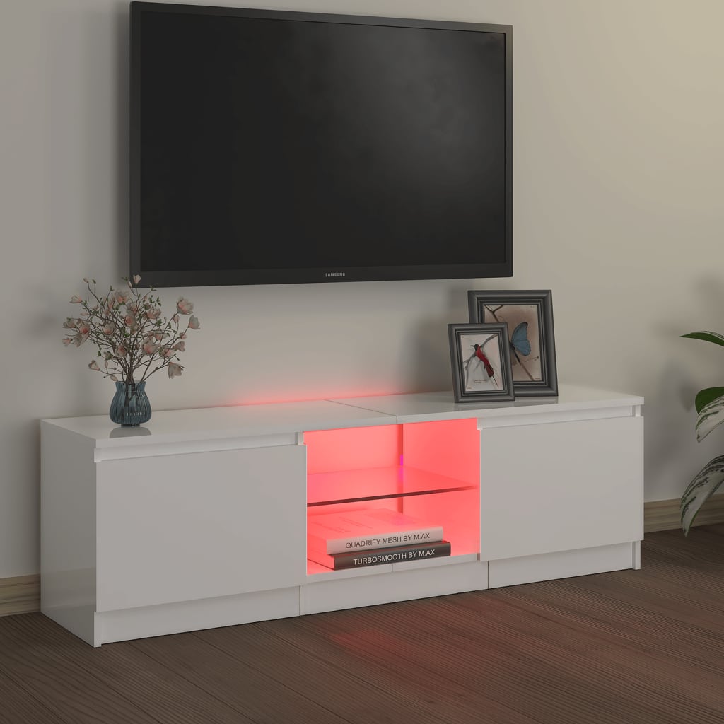 Έπιπλο Τηλεόρασης με LED Γυαλιστερό Λευκό 120 x 30 x 35,5 εκ. 3