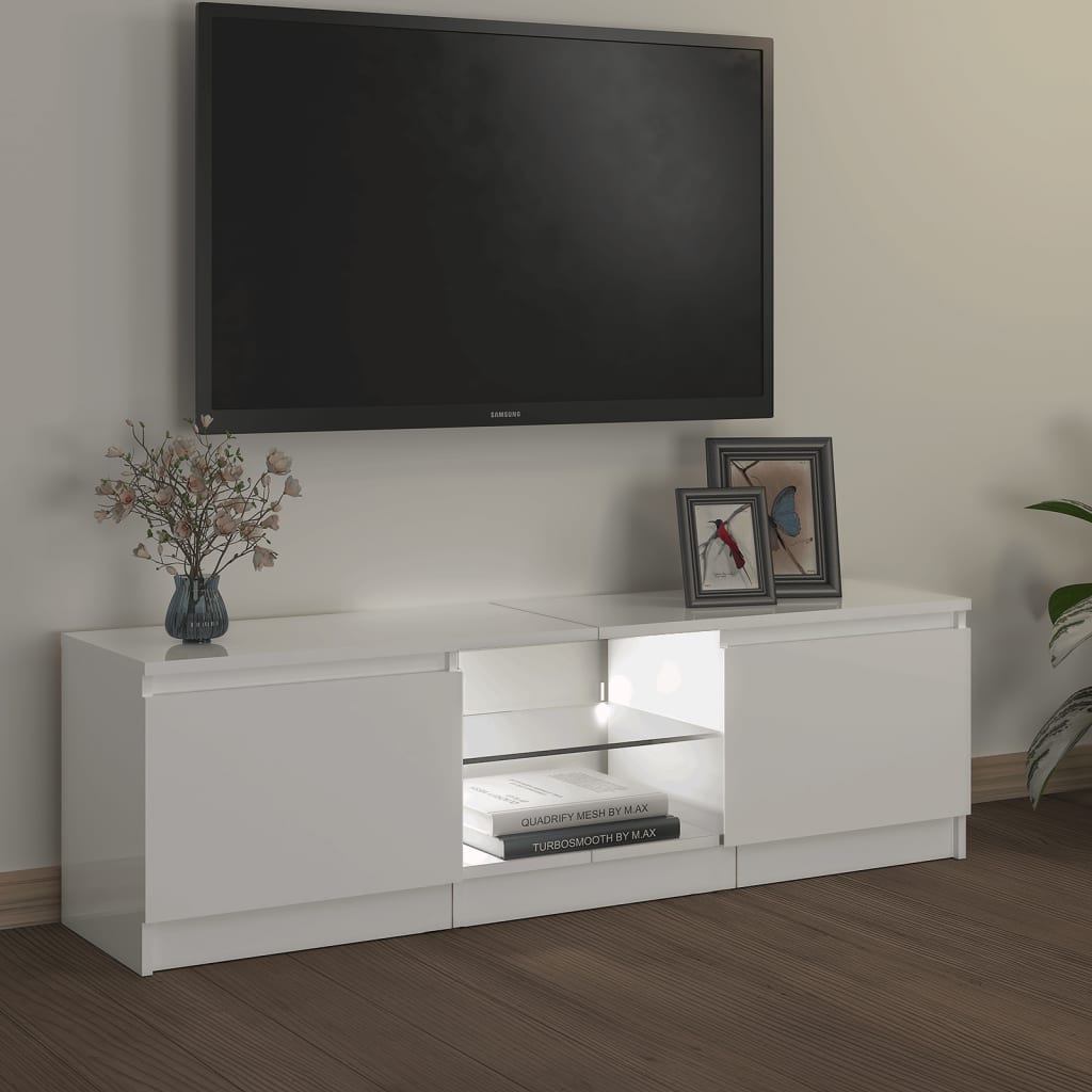 Έπιπλο Τηλεόρασης με LED Γυαλιστερό Λευκό 120 x 30 x 35,5 εκ. 5