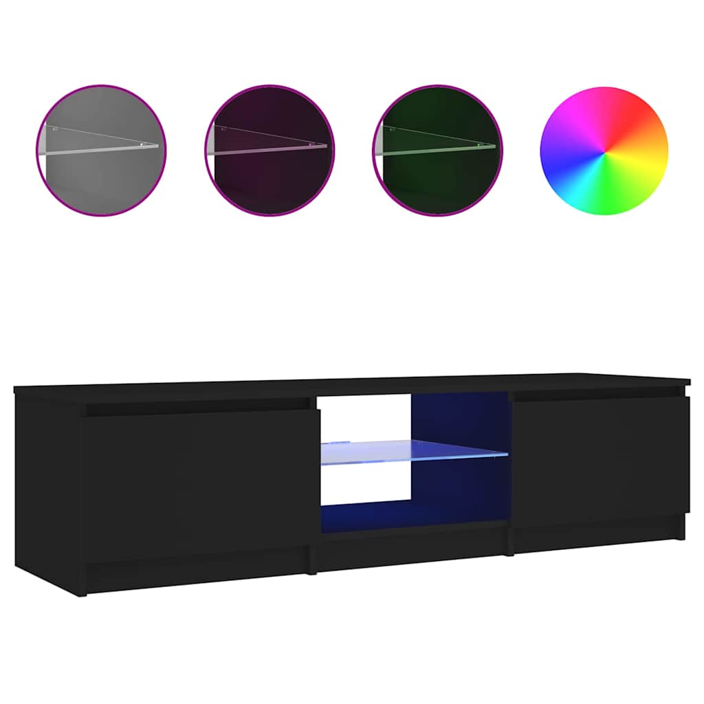 Έπιπλο Τηλεόρασης με LED Μαύρο 140x40x35,5 εκ. 2