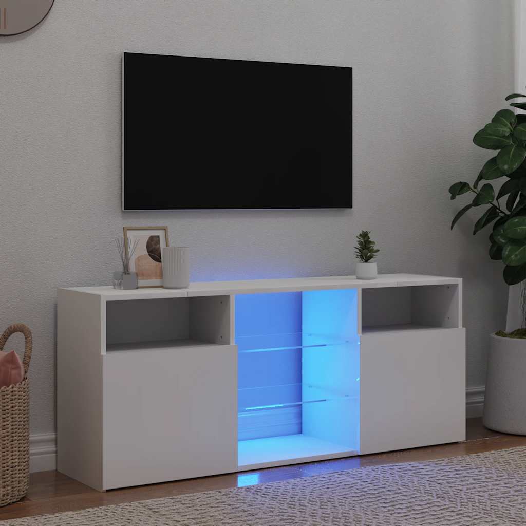 Έπιπλο Τηλεόρασης με LED Λευκό 120x30x50 εκ. 5