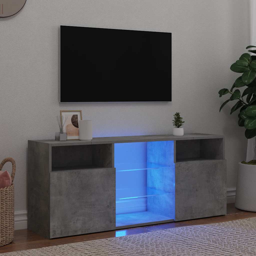 Έπιπλο Τηλεόρασης με LED Γκρι Σκυροδέματος 120x30x50 εκ. 1