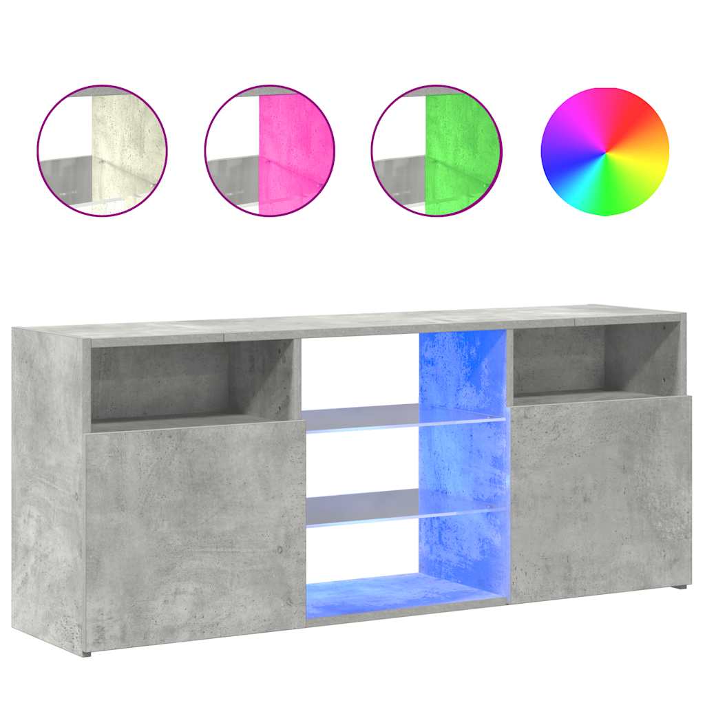 Έπιπλο Τηλεόρασης με LED Γκρι Σκυροδέματος 120x30x50 εκ. 2