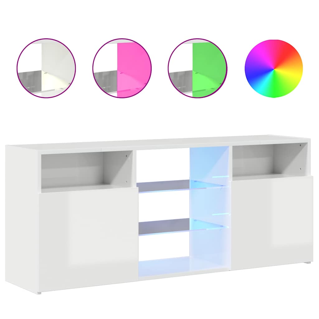 Έπιπλο Τηλεόρασης με LED Γυαλιστερό Λευκό 120x30x50 εκ. 2