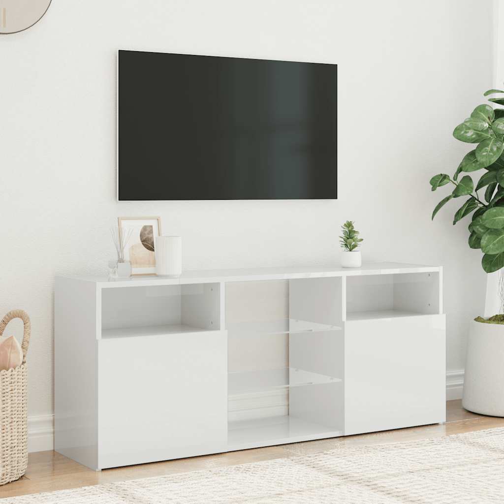 Έπιπλο Τηλεόρασης με LED Γυαλιστερό Λευκό 120x30x50 εκ. 4
