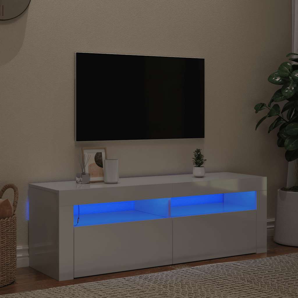 Έπιπλο Τηλεόρασης με LED Γυαλιστερό Λευκό 120 x 35 x 40 εκ. 1