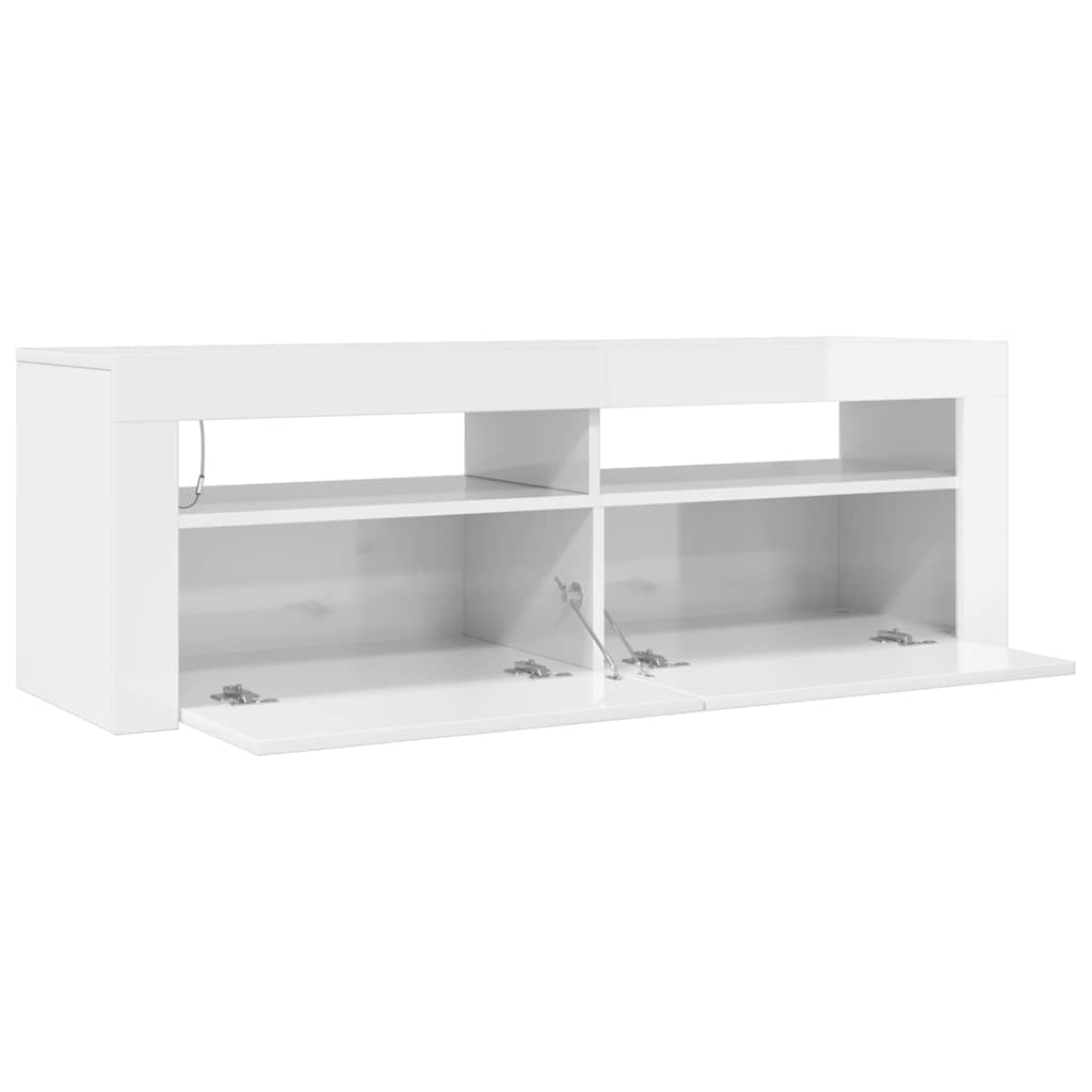 Έπιπλο Τηλεόρασης με LED Γυαλιστερό Λευκό 120 x 35 x 40 εκ. 10