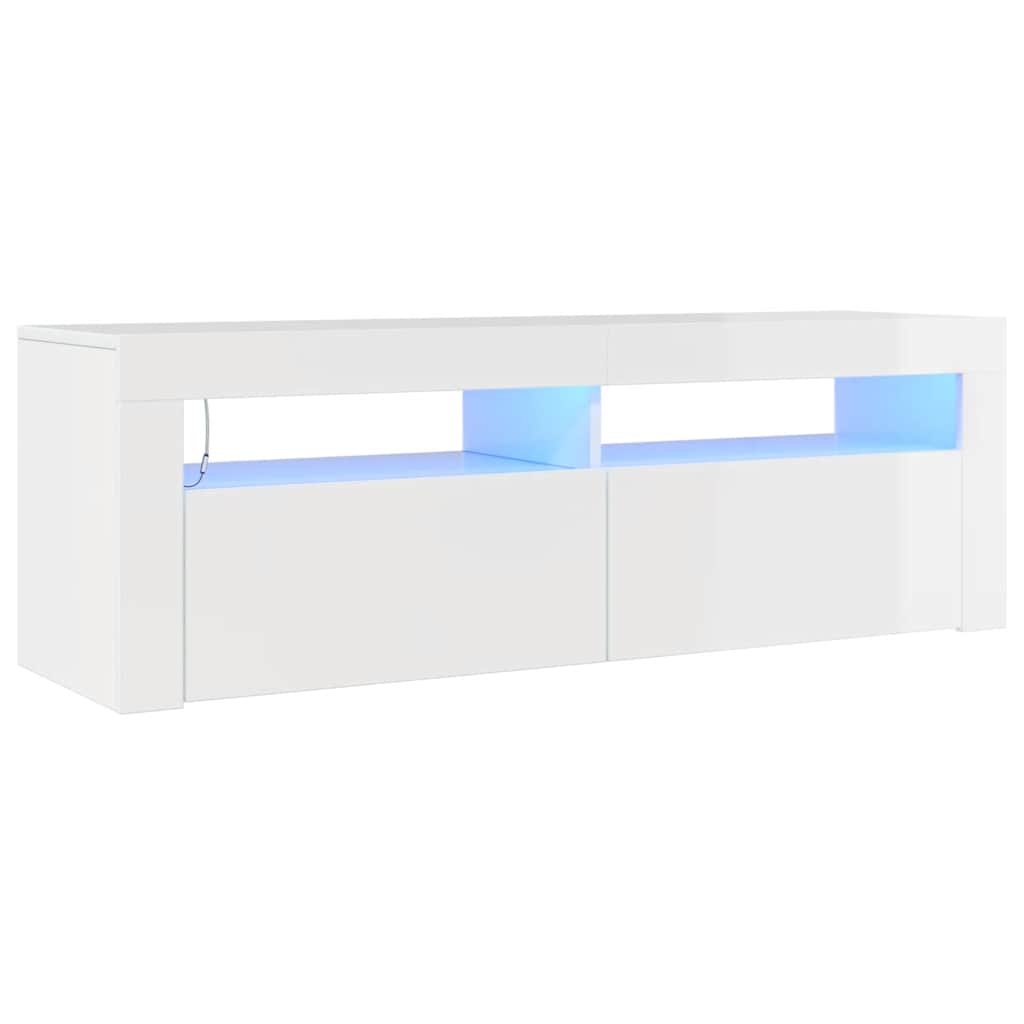 Έπιπλο Τηλεόρασης με LED Γυαλιστερό Λευκό 120 x 35 x 40 εκ. 2