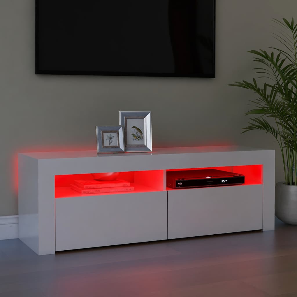 Έπιπλο Τηλεόρασης με LED Γυαλιστερό Λευκό 120 x 35 x 40 εκ. 5