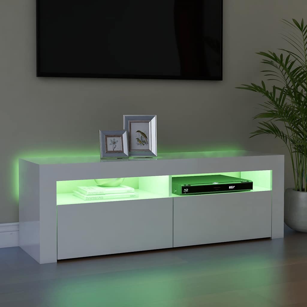 Έπιπλο Τηλεόρασης με LED Γυαλιστερό Λευκό 120 x 35 x 40 εκ. 6
