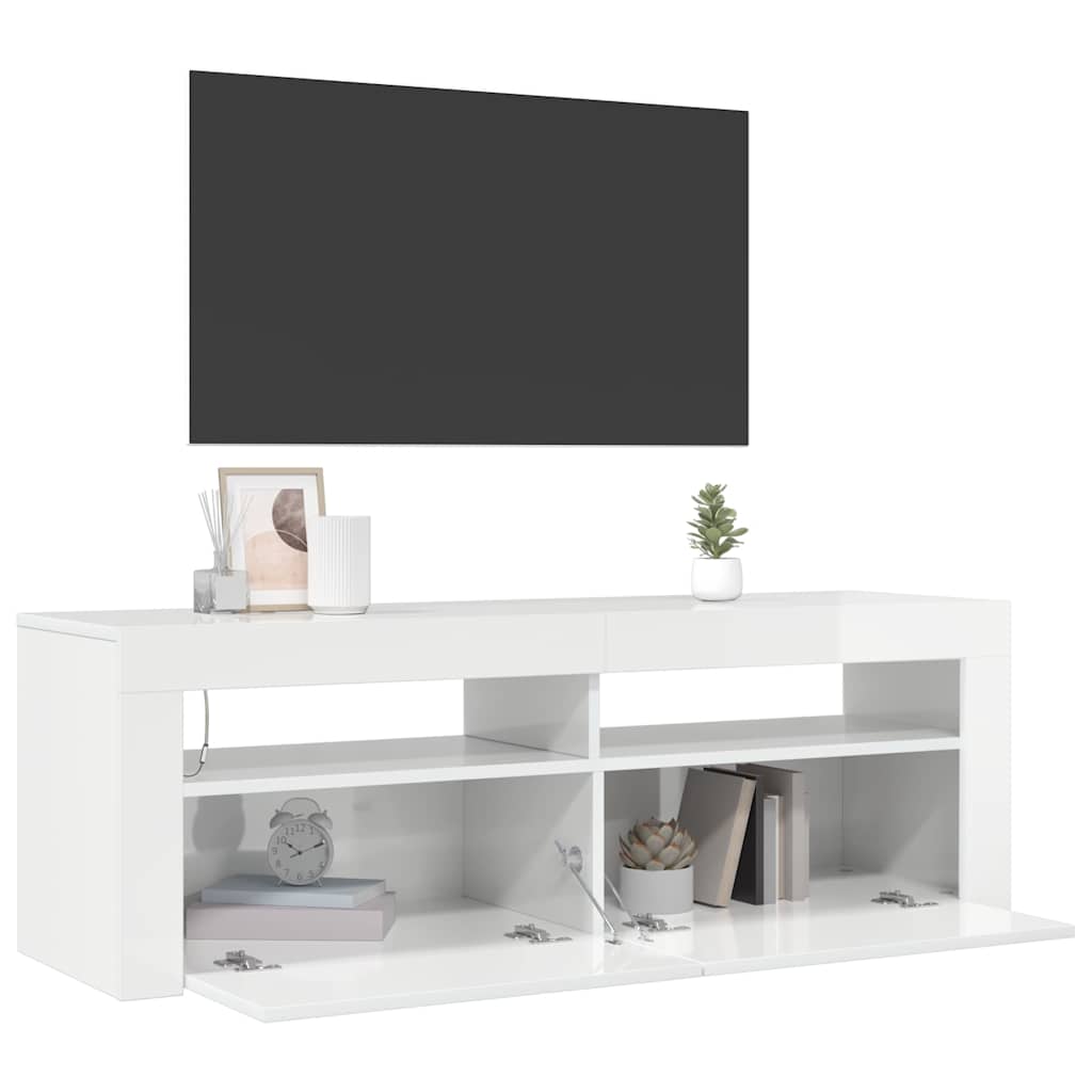 Έπιπλο Τηλεόρασης με LED Γυαλιστερό Λευκό 120 x 35 x 40 εκ. 7