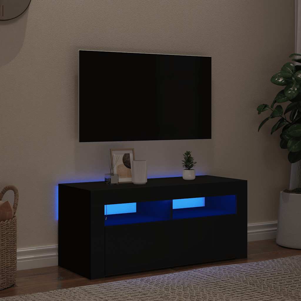 Έπιπλο Τηλεόρασης με LED Μαύρο 90 x 35 x 40 εκ. 1