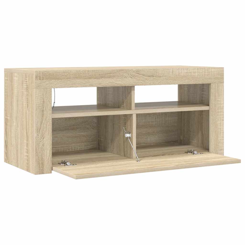 Έπιπλο Τηλεόρασης με LED Sonoma Δρυς 90x35x40 εκ. 10