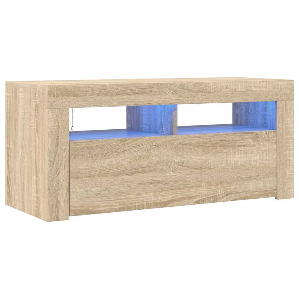 Έπιπλο Τηλεόρασης με LED Sonoma Δρυς 90x35x40 εκ. 2