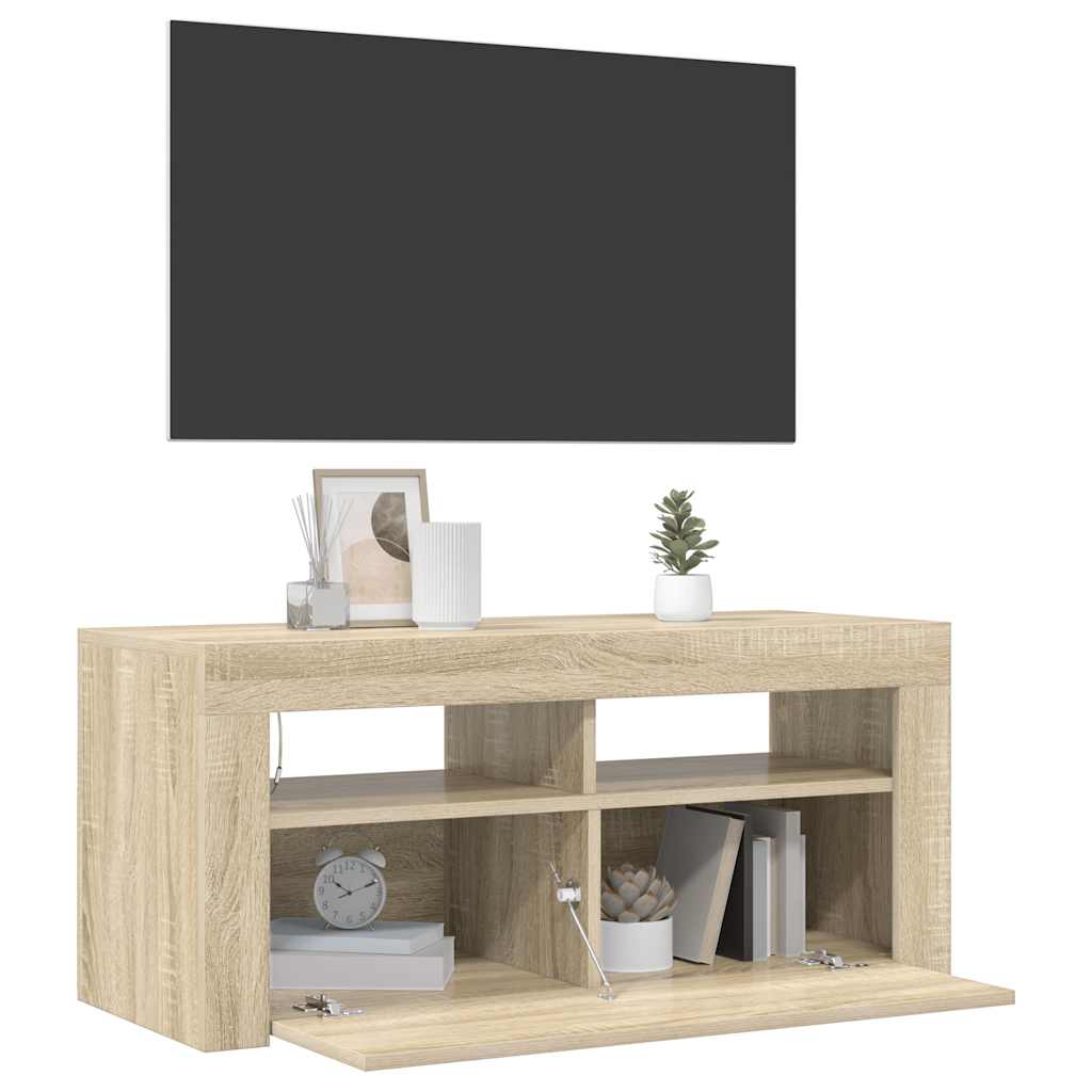 Έπιπλο Τηλεόρασης με LED Sonoma Δρυς 90x35x40 εκ. 6