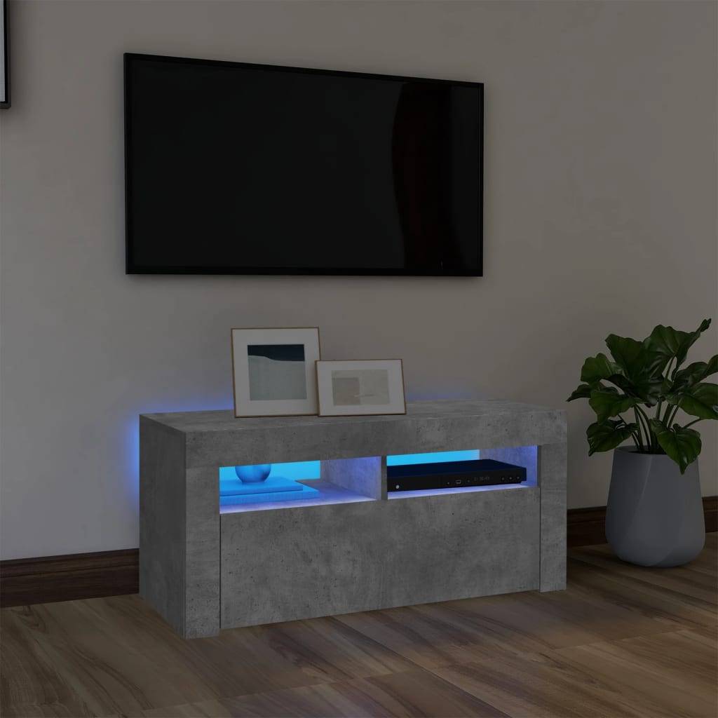 Έπιπλο Τηλεόρασης με LED Γκρι Σκυροδέματος 90 x 35 x 40 εκ. 1