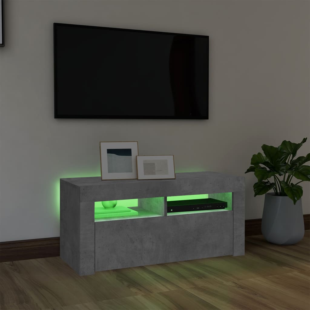 Έπιπλο Τηλεόρασης με LED Γκρι Σκυροδέματος 90 x 35 x 40 εκ. 4