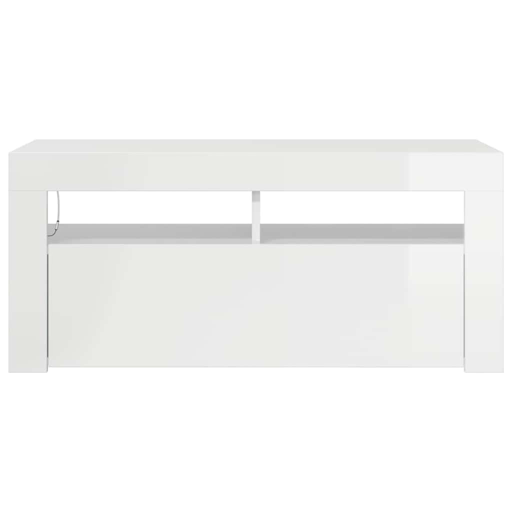 Έπιπλο Τηλεόρασης με LED Γυαλιστερό Λευκό 90x35x40 εκ. 9