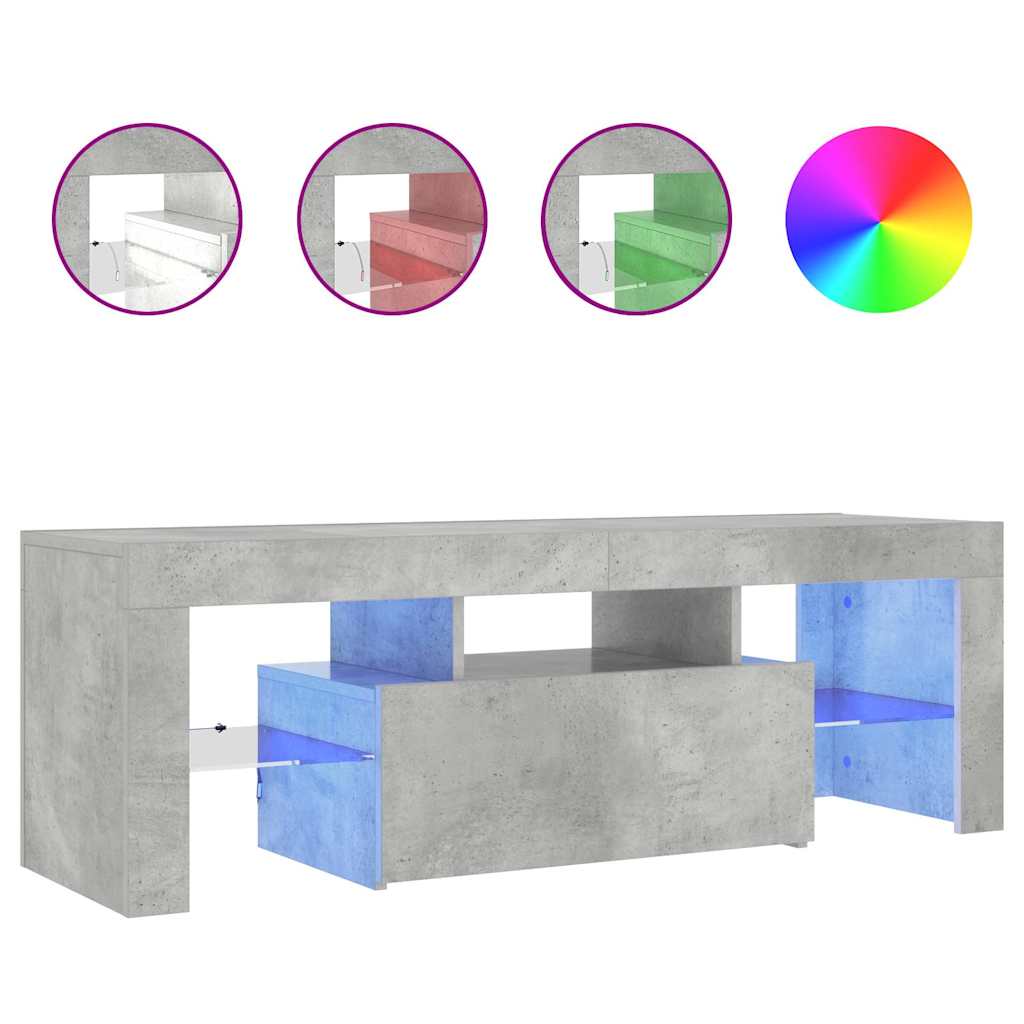 Έπιπλο Τηλεόρασης με LED Γκρι Σκυροδέματος 120 x 35 x 40 εκ. 2
