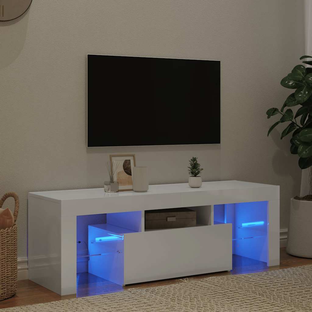 Έπιπλο Τηλεόρασης με LED Γυαλιστερό Λευκό 120 x 35 x 40 εκ. 1