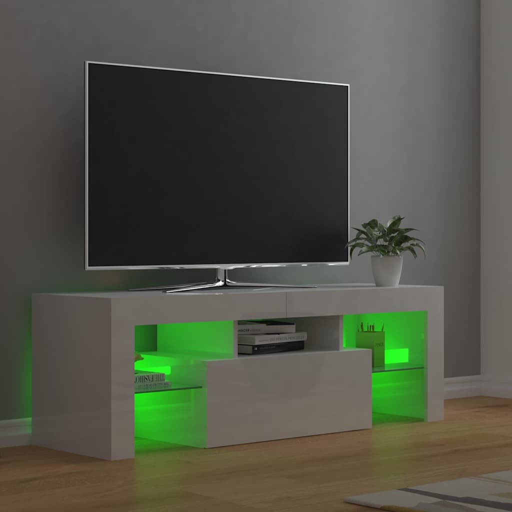 Έπιπλο Τηλεόρασης με LED Γυαλιστερό Λευκό 120 x 35 x 40 εκ. 10