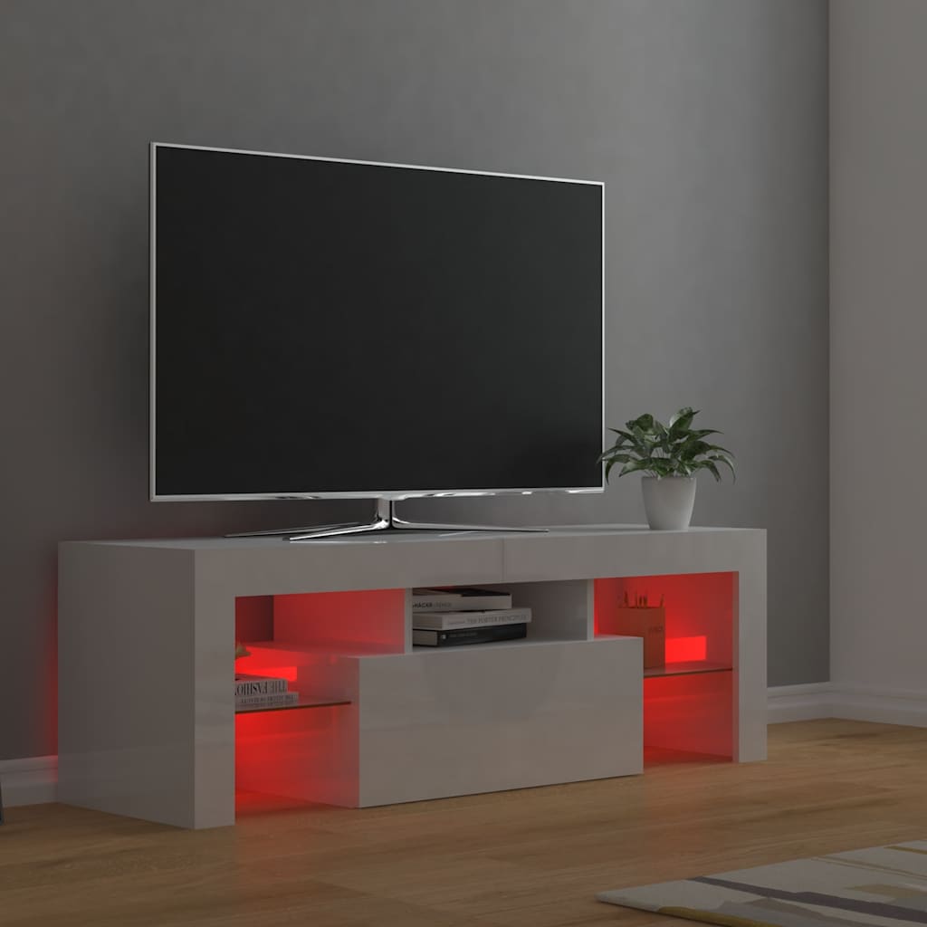 Έπιπλο Τηλεόρασης με LED Γυαλιστερό Λευκό 120 x 35 x 40 εκ. 11