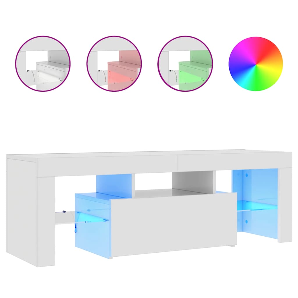 Έπιπλο Τηλεόρασης με LED Γυαλιστερό Λευκό 120 x 35 x 40 εκ. 2