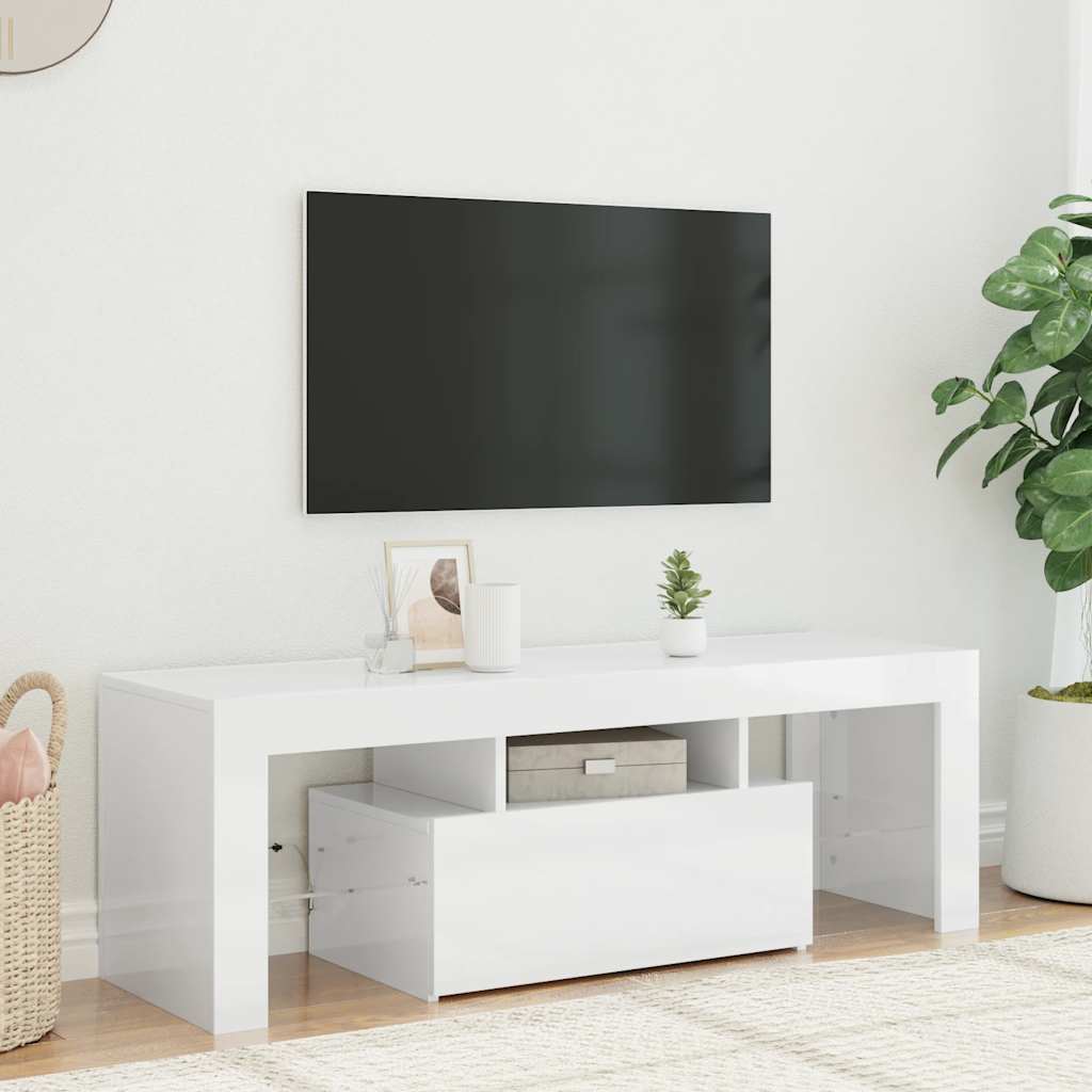 Έπιπλο Τηλεόρασης με LED Γυαλιστερό Λευκό 120 x 35 x 40 εκ. 7