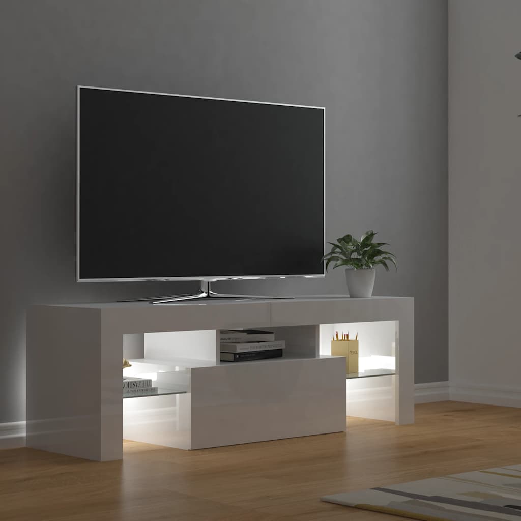 Έπιπλο Τηλεόρασης με LED Γυαλιστερό Λευκό 120 x 35 x 40 εκ. 9