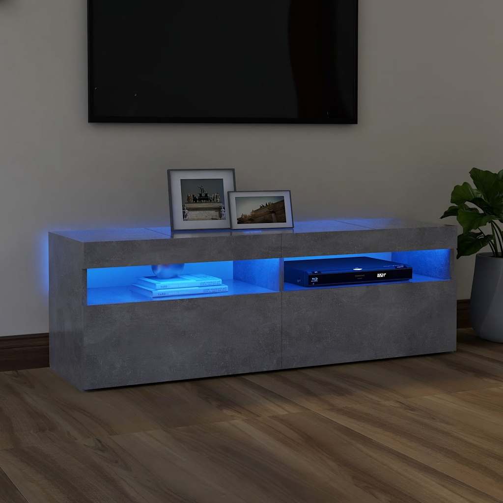 Έπιπλο Τηλεόρασης με LED Γκρι Σκυροδέματος 120 x 35 x 40 εκ. 1