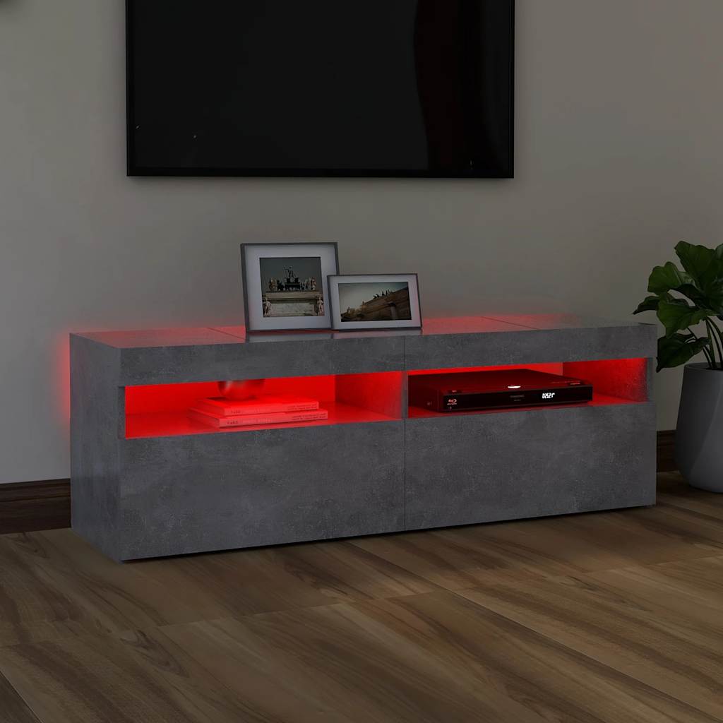 Έπιπλο Τηλεόρασης με LED Γκρι Σκυροδέματος 120 x 35 x 40 εκ. 4