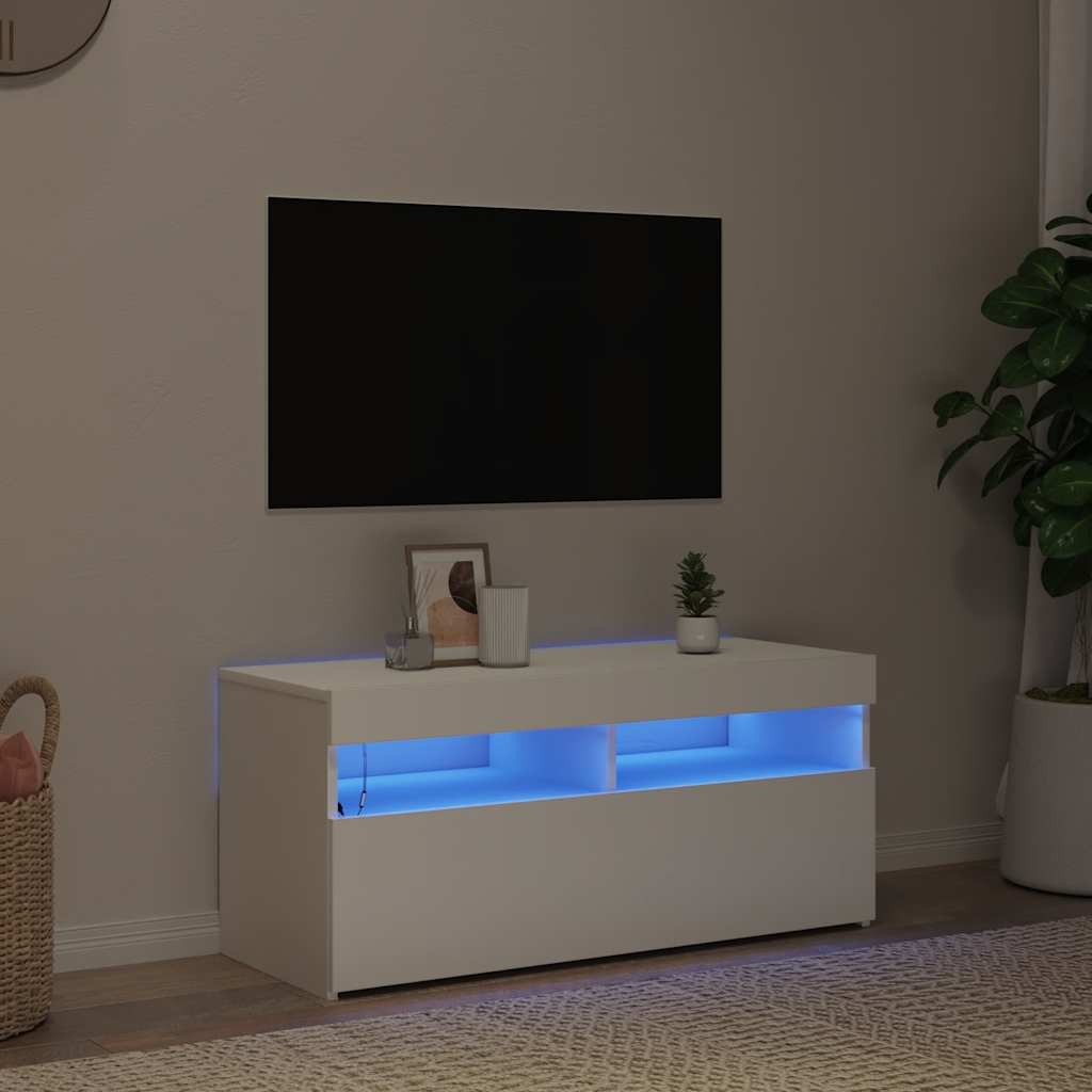 Έπιπλο Τηλεόρασης με LED Λευκό 90 x 35 x 40 εκ. 1