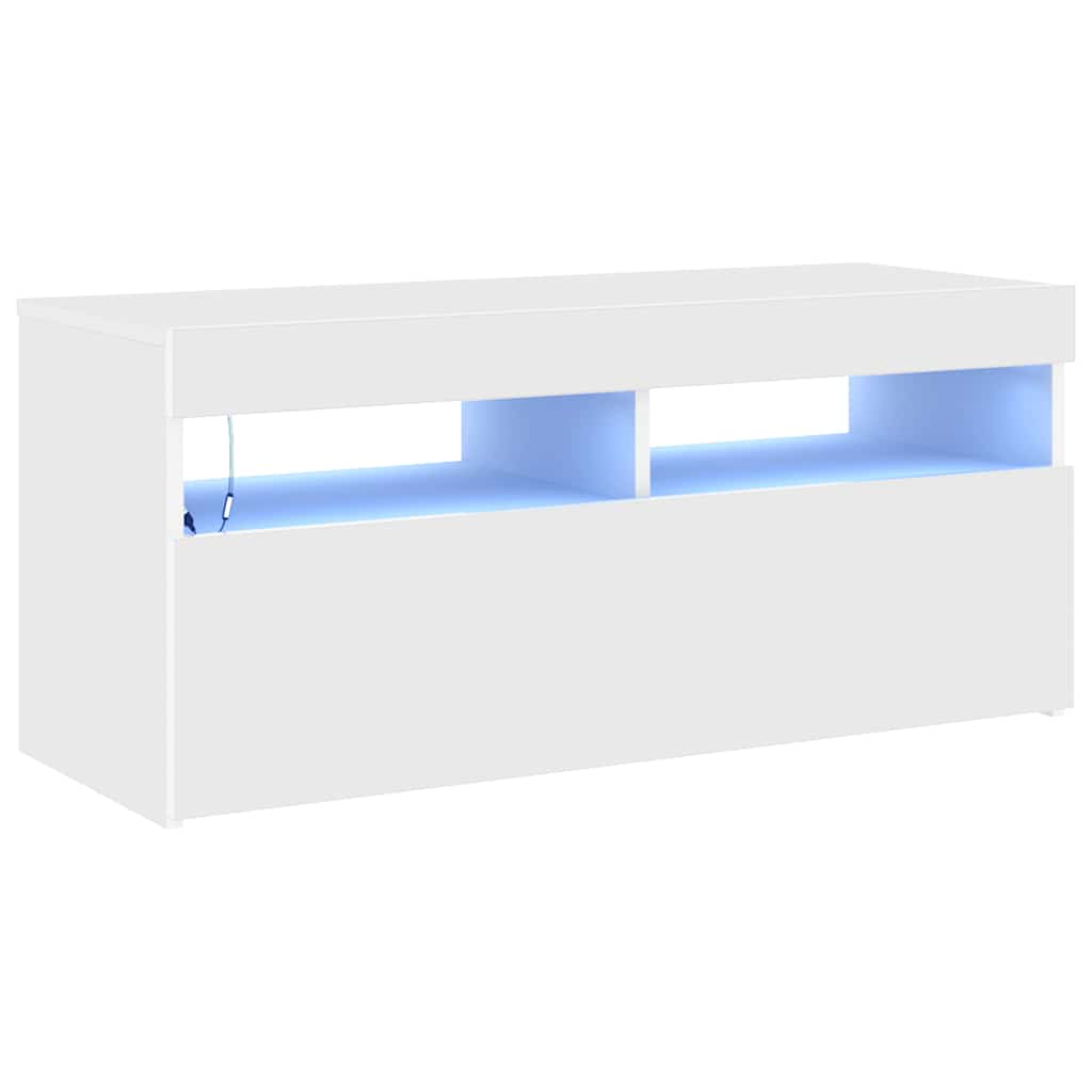 Έπιπλο Τηλεόρασης με LED Λευκό 90 x 35 x 40 εκ. 2