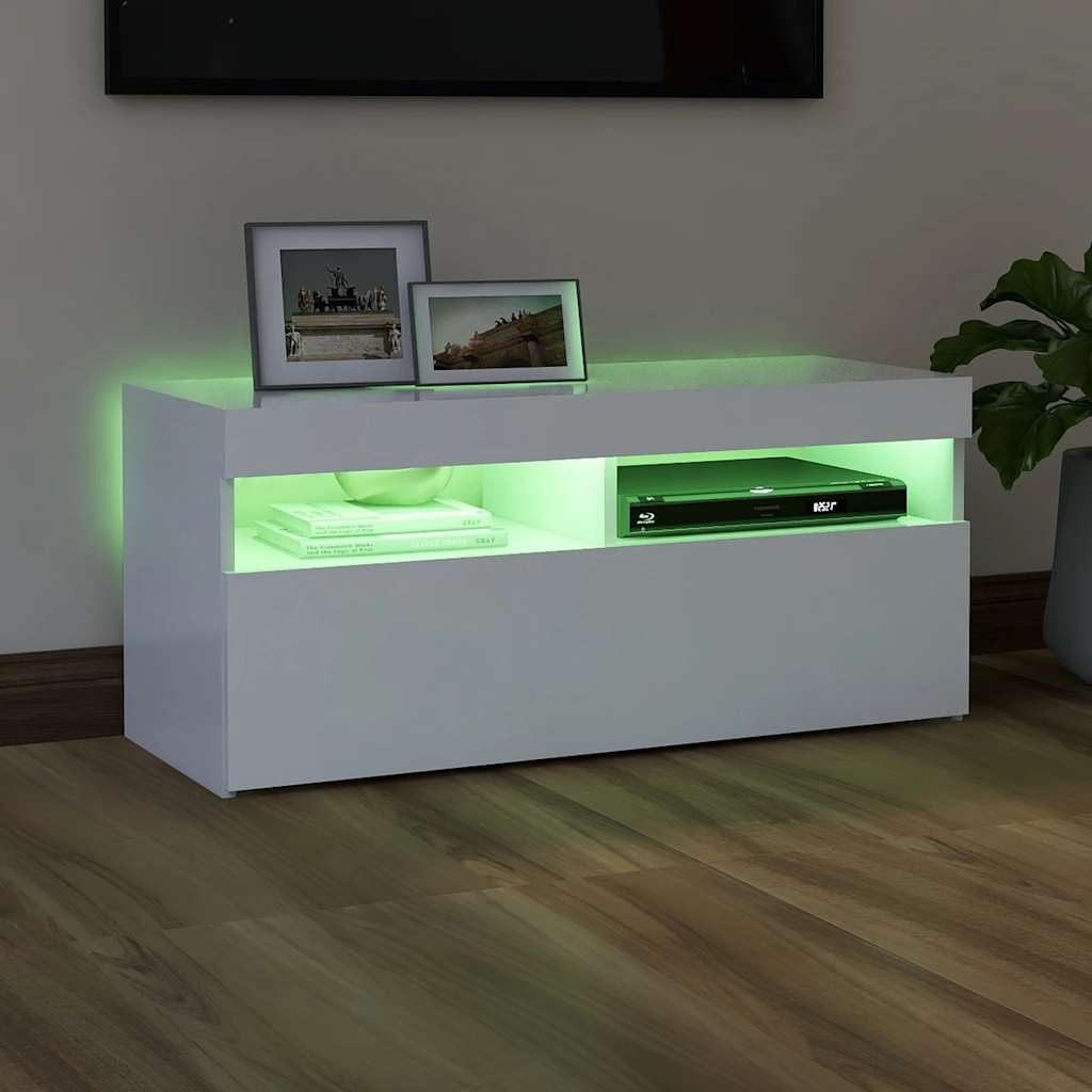 Έπιπλο Τηλεόρασης με LED Λευκό 90 x 35 x 40 εκ. 4