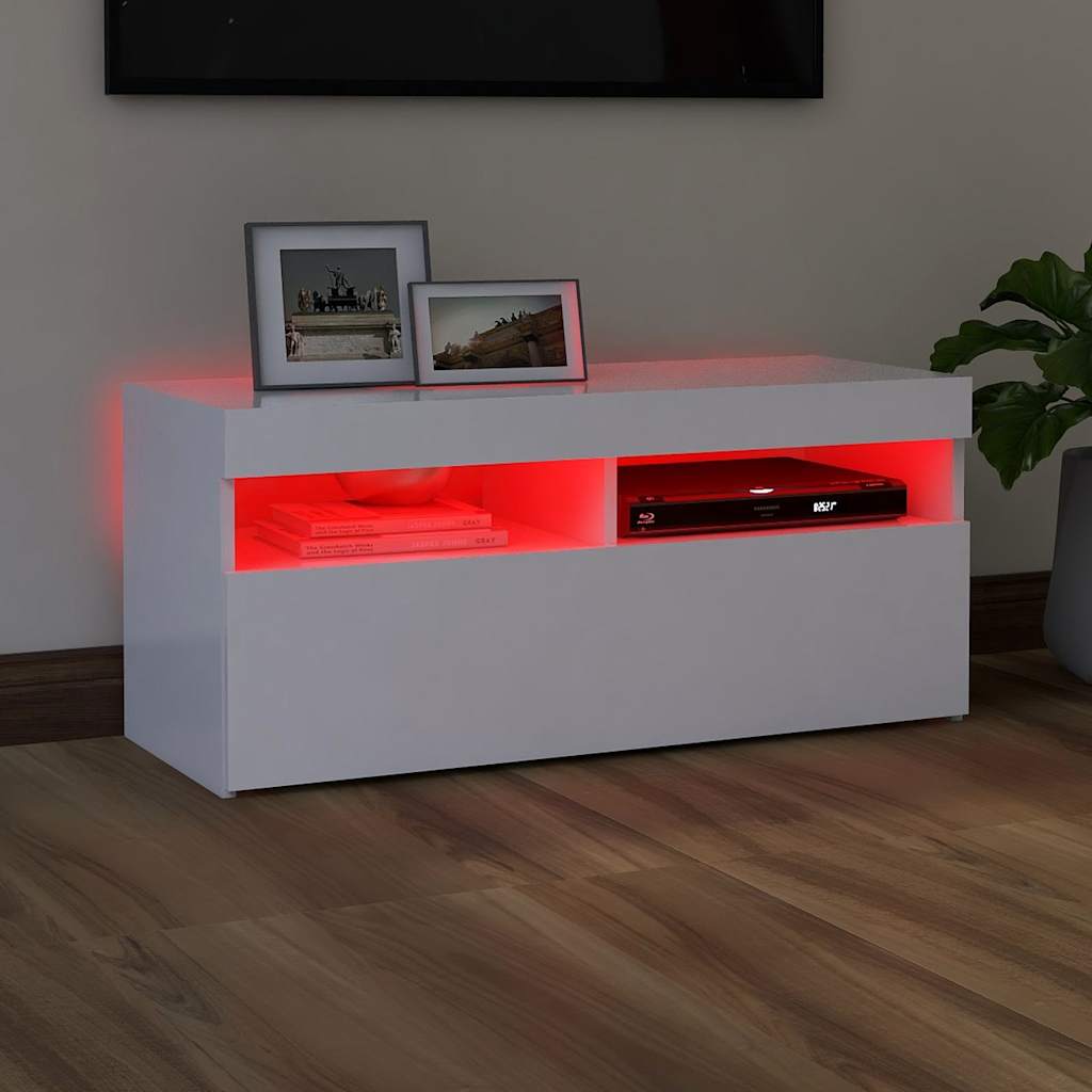 Έπιπλο Τηλεόρασης με LED Λευκό 90 x 35 x 40 εκ. 5
