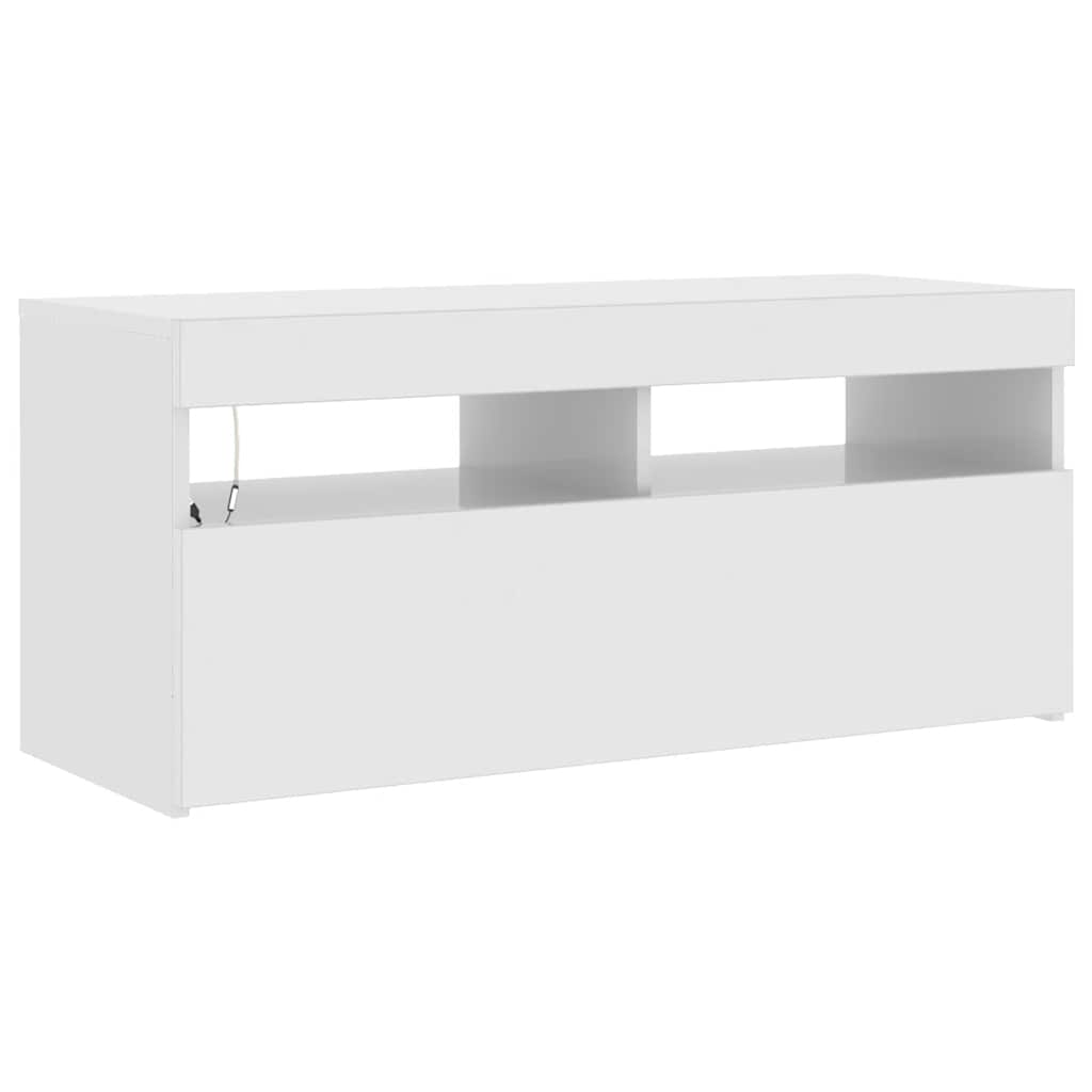 Έπιπλο Τηλεόρασης με LED Γυαλιστερό Λευκό 90x35x40 εκ. 7