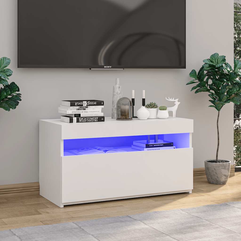 Έπιπλο Τηλεόρασης με LED Λευκό 75 x 35 x 40 εκ. 1