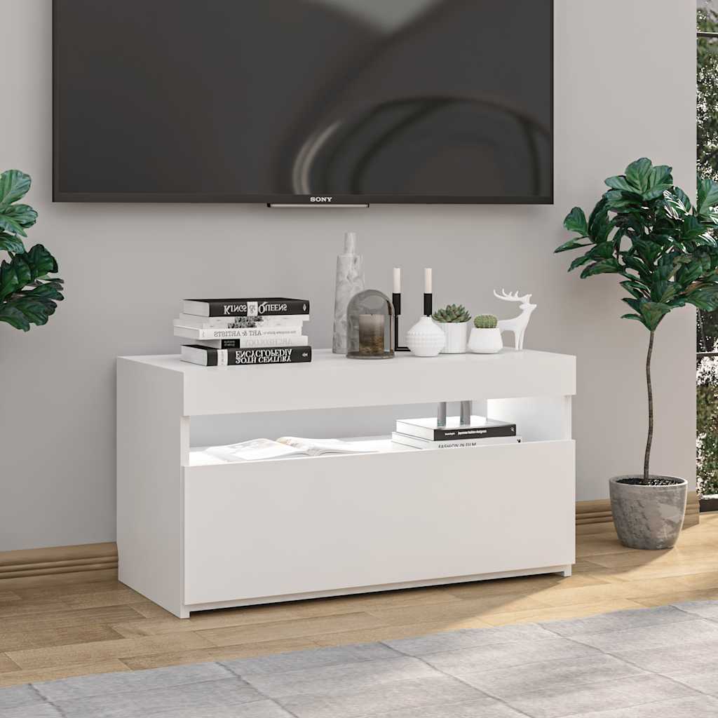 Έπιπλο Τηλεόρασης με LED Λευκό 75 x 35 x 40 εκ. 4