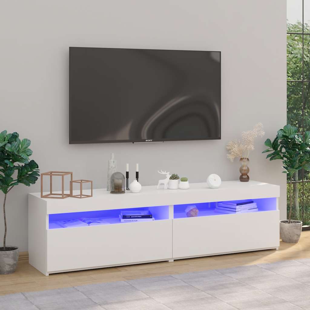 Έπιπλα Τηλεόρασης με LED 2 τεμ. Λευκό 75 x 35 x 40 εκ. 1