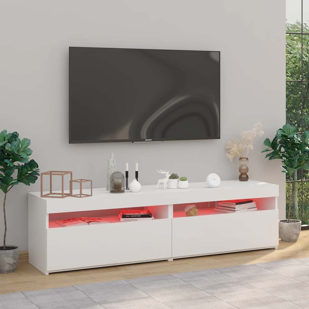 Έπιπλα Τηλεόρασης με LED 2 τεμ. Λευκό 75 x 35 x 40 εκ. 4