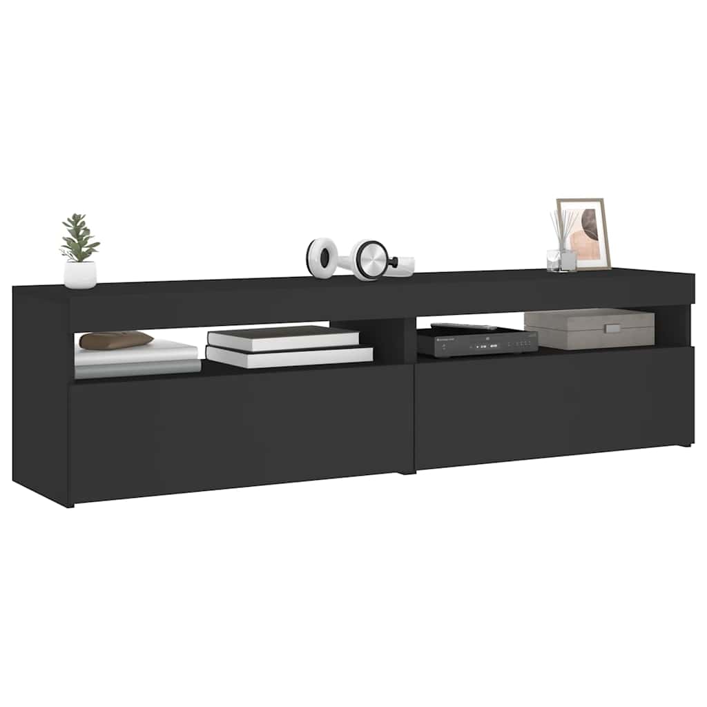 Έπιπλα Τηλεόρασης με LED 2 τεμ. Μαύρα 75 x 35 x 40 εκ. 6