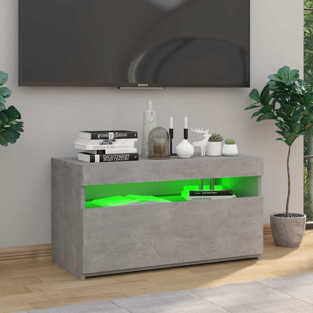 Έπιπλο Τηλεόρασης με LED Γκρι Σκυροδέματος 75 x 35 x 40 εκ. 4
