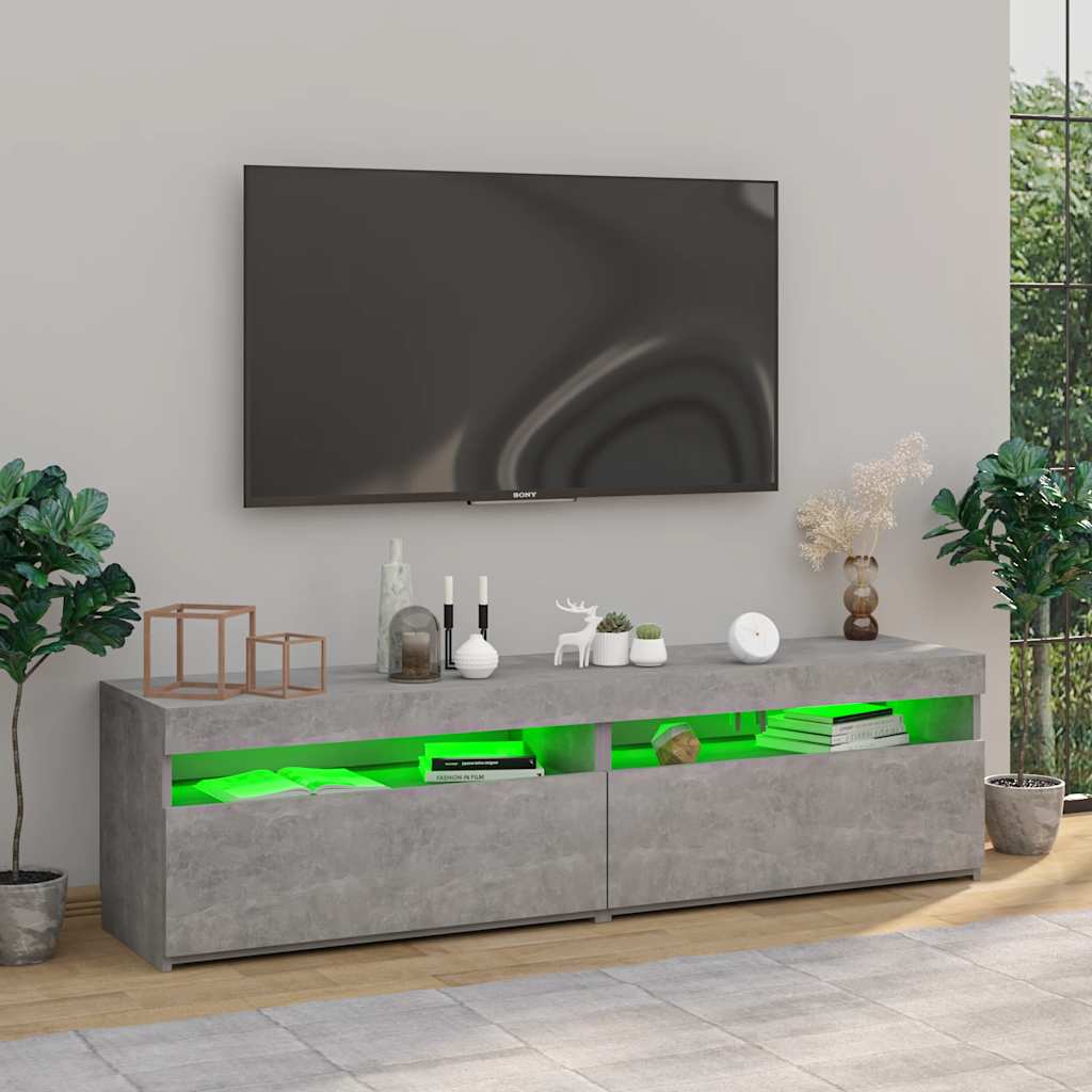Έπιπλα Τηλεόρασης με LED 2 τεμ. Γκρι Σκυροδέματος 75x35x40 εκ. 4