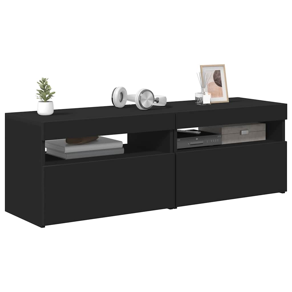 Έπιπλα Τηλεόρασης με LED 2 τεμ. Μαύρα 60 x 35 x 40 εκ. 6